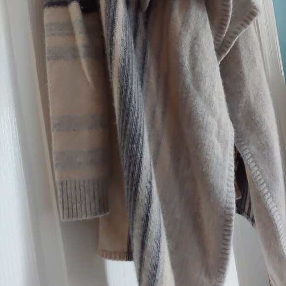 Incashmere Stripe Grey/Cream Stripe Open Front Cardigan M - Picture 10 of 13